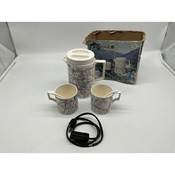 Turnpike 5 Pc Electric Hot Drink Set MCM Collectible From National Silver Co. - Picture 4 of 16